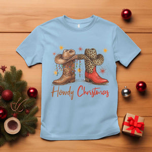 Howdy Christmas T Shirt Western Cowboy Boots Country TS14 Light Blue Print Your Wear