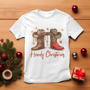 Howdy Christmas T Shirt Western Cowboy Boots Country TS14 White Print Your Wear