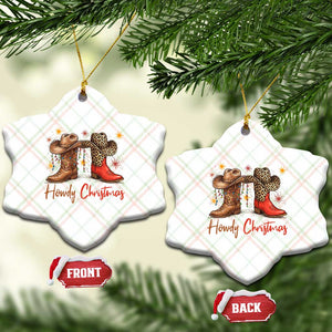 Howdy Christmas Ceramic Ornament Western Cowboy Boots Country - Print Your Wear