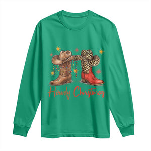 Howdy Christmas Long Sleeve Shirt Western Cowboy Boots Country TS14 Irish Green Print Your Wear