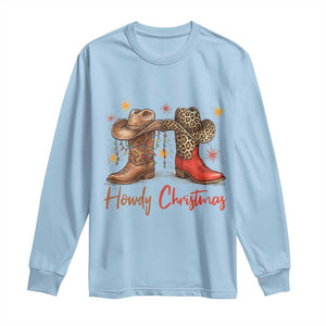 Howdy Christmas Long Sleeve Shirt Western Cowboy Boots Country TS14 Light Blue Print Your Wear