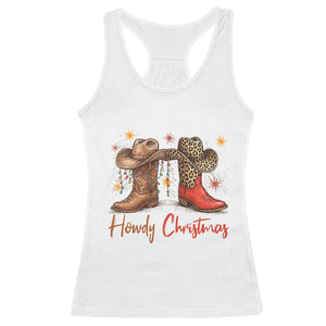 Howdy Christmas Racerback Tank Top Western Cowboy Boots Country TS14 White Print Your Wear