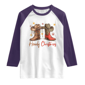 Howdy Christmas Raglan Shirt Western Cowboy Boots Country TS14 White Purple Print Your Wear
