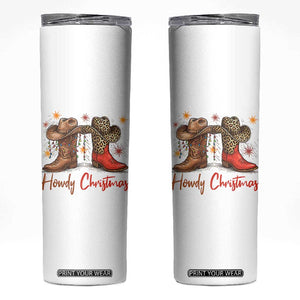 Howdy Christmas Skinny Tumbler Western Cowboy Boots Country - Print Your Wear