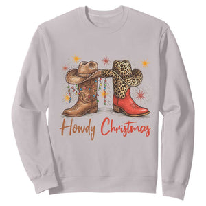 Howdy Christmas Sweatshirt Western Cowboy Boots Country TS14 Ice Gray Print Your Wear