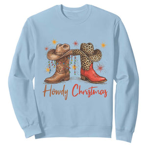 Howdy Christmas Sweatshirt Western Cowboy Boots Country TS14 Light Blue Print Your Wear