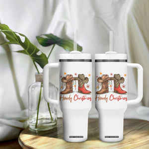 Howdy Christmas Tumbler With Handle Western Cowboy Boots Country - Print Your Wear