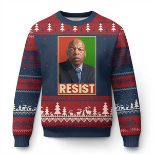 Resist Protest Civil Rights Ugly Christmas Sweater John Lewis Black History TS14 Navy Red Print Your Wear
