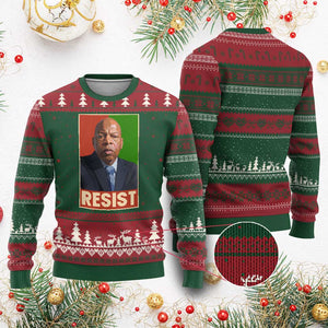 Resist Protest Civil Rights Ugly Christmas Sweater John Lewis Black History TS14 Red Green Print Your Wear