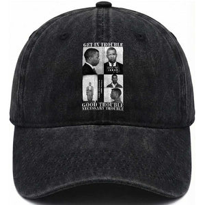 John Lewis Affrican American Washed Cotton Baseball Cap Get in Good Necessary Trouble TS14 Washed Cap Universal Fit Black Print Your Wear