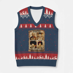 Black Woman History V-Neck Knit Sweater Vest Well Behaved Women Seldom Make History TS14 Navy Red Print Your Wear