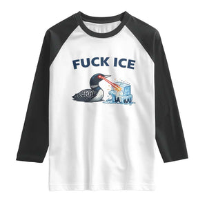Minnesota Anti ICE Immigration Protest Ladies Raglan Shirt Fuck Ice TS14 White Black Print Your Wear