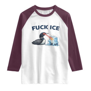 Minnesota Anti ICE Immigration Protest Ladies Raglan Shirt Fuck Ice TS14 White Maroon Print Your Wear