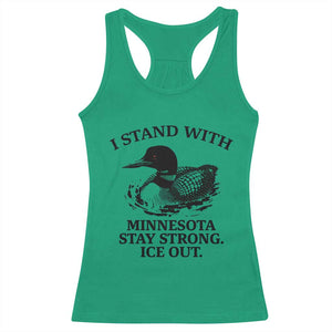 I Stand With Minnesota Racerback Tank Top Minnesota Anti ICE Immigration Protest TS14 Irish Green Print Your Wear