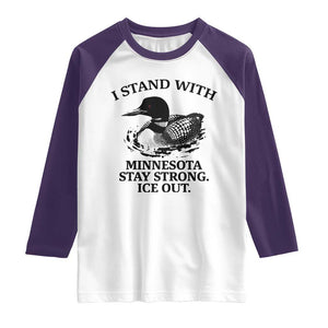 I Stand With Minnesota Raglan Shirt Minnesota Anti ICE Immigration Protest TS14 White Purple Print Your Wear