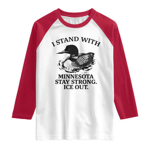 I Stand With Minnesota Raglan Shirt Minnesota Anti ICE Immigration Protest TS14 White Red Print Your Wear