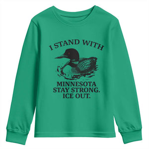 I Stand With Minnesota Youth Sweatshirt Minnesota Anti ICE Immigration Protest TS14 Irish Green Print Your Wear