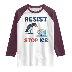 Stop ICE Raglan Shirt Minnesota Resist Anti ICE Immigration Protest TS14 White Maroon Print Your Wear