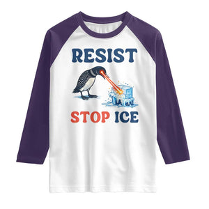 Stop ICE Raglan Shirt Minnesota Resist Anti ICE Immigration Protest TS14 White Purple Print Your Wear