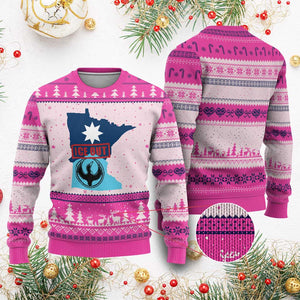 Minnesota Resist Anti ICE Immigration Protest Ugly Christmas Sweater Ice Out TS14 Hot Pink Print Your Wear