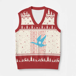 Minnesota Anti ICE Immigration Protest V-Neck Knit Sweater Vest Ice Out TS14 Beige Red Print Your Wear