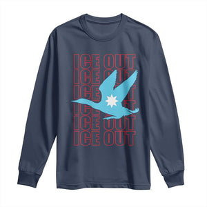 Minnesota Anti ICE Immigration Protest Long Sleeve Shirt Ice Out TS14 Navy Print Your Wear