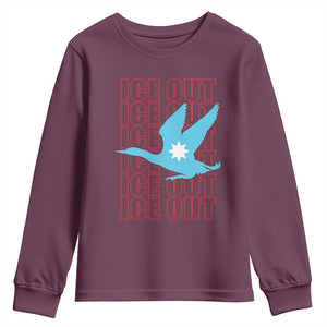 Minnesota Anti ICE Immigration Protest Youth Sweatshirt Ice Out TS14 Maroon Print Your Wear