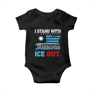 I Stand With Minnesota Baby Onesie Minnesota Flag Anti ICE Immigration Protest TS14 Black Print Your Wear