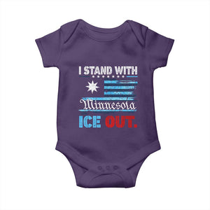 I Stand With Minnesota Baby Onesie Minnesota Flag Anti ICE Immigration Protest TS14 Purple Print Your Wear