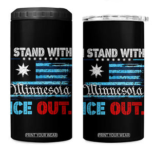 I Stand With Minnesota 4 in 1 Can Cooler Tumbler Minnesota Flag Anti ICE Immigration Protest TS14 One Size: 16 oz Black Print Your Wear