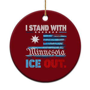 I Stand With Minnesota Ceramic Ornament Minnesota Flag Anti ICE Immigration Protest TS14 1pc Red Print Your Wear