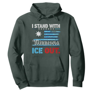 I Stand With Minnesota Hoodie Minnesota Flag Anti ICE Immigration Protest TS14 Dark Forest Green Print Your Wear