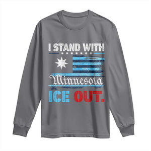 I Stand With Minnesota Long Sleeve Shirt Minnesota Flag Anti ICE Immigration Protest TS14 Charcoal Print Your Wear