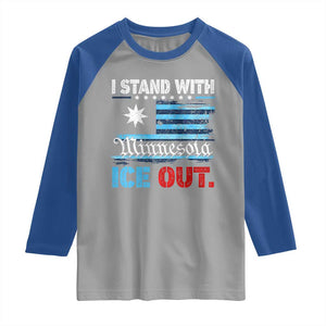 I Stand With Minnesota Raglan Shirt Minnesota Flag Anti ICE Immigration Protest TS14 Sport Gray Royal Print Your Wear