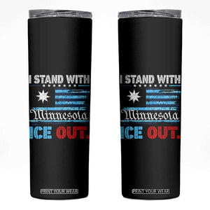 I Stand With Minnesota Skinny Tumbler Minnesota Flag Anti ICE Immigration Protest TS14 Black Print Your Wear