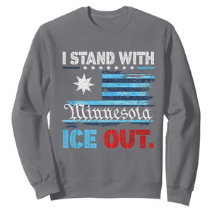 I Stand With Minnesota Sweatshirt Minnesota Flag Anti ICE Immigration Protest TS14 Charcoal Print Your Wear