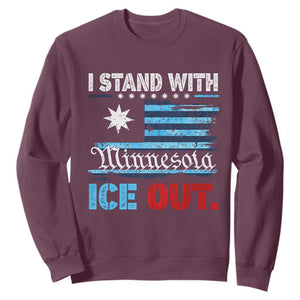 I Stand With Minnesota Sweatshirt Minnesota Flag Anti ICE Immigration Protest TS14 Maroon Print Your Wear