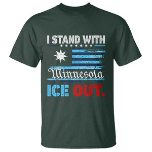 I Stand With Minnesota T Shirt Minnesota Flag Anti ICE Immigration Protest TS14 Dark Forest Green Print Your Wear