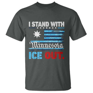I Stand With Minnesota T Shirt Minnesota Flag Anti ICE Immigration Protest TS14 Dark Heather Print Your Wear