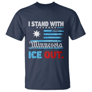 I Stand With Minnesota T Shirt Minnesota Flag Anti ICE Immigration Protest TS14 Navy Print Your Wear
