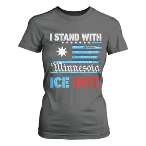 I Stand With Minnesota T Shirt For Women Minnesota Flag Anti ICE Immigration Protest TS14 Dark Heather Print Your Wear