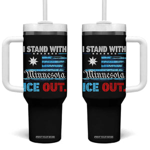 I Stand With Minnesota Tumbler With Handle Minnesota Flag Anti ICE Immigration Protest TS14 One Size: 40 oz Black Print Your Wear