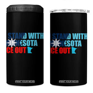 I Stand With Minnesota 4 in 1 Can Cooler Tumbler Minnesota Resist Anti ICE Immigration Protest TS14 One Size: 16 oz Black Print Your Wear