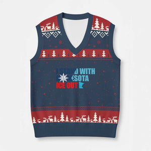 I Stand With Minnesota V-Neck Knit Sweater Vest Minnesota Resist Anti ICE Immigration Protest TS14 Navy Red Print Your Wear