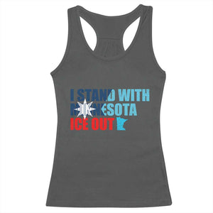 I Stand With Minnesota Racerback Tank Top Minnesota Resist Anti ICE Immigration Protest TS14 Dark Heather Print Your Wear