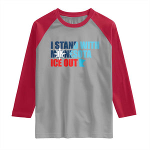 I Stand With Minnesota Raglan Shirt Minnesota Resist Anti ICE Immigration Protest TS14 Sport Gray Red Print Your Wear