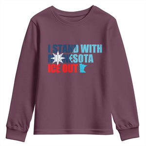I Stand With Minnesota Youth Sweatshirt Minnesota Resist Anti ICE Immigration Protest TS14 Maroon Print Your Wear