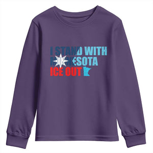 I Stand With Minnesota Youth Sweatshirt Minnesota Resist Anti ICE Immigration Protest TS14 Purple Print Your Wear