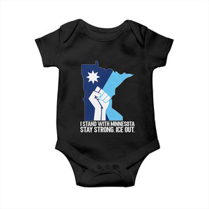 I Stand With Minnesota Baby Onesie Minnesota Flag Anti ICE Immigration Protest Resist TS14 Black Print Your Wear