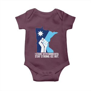 I Stand With Minnesota Baby Onesie Minnesota Flag Anti ICE Immigration Protest Resist TS14 Maroon Print Your Wear